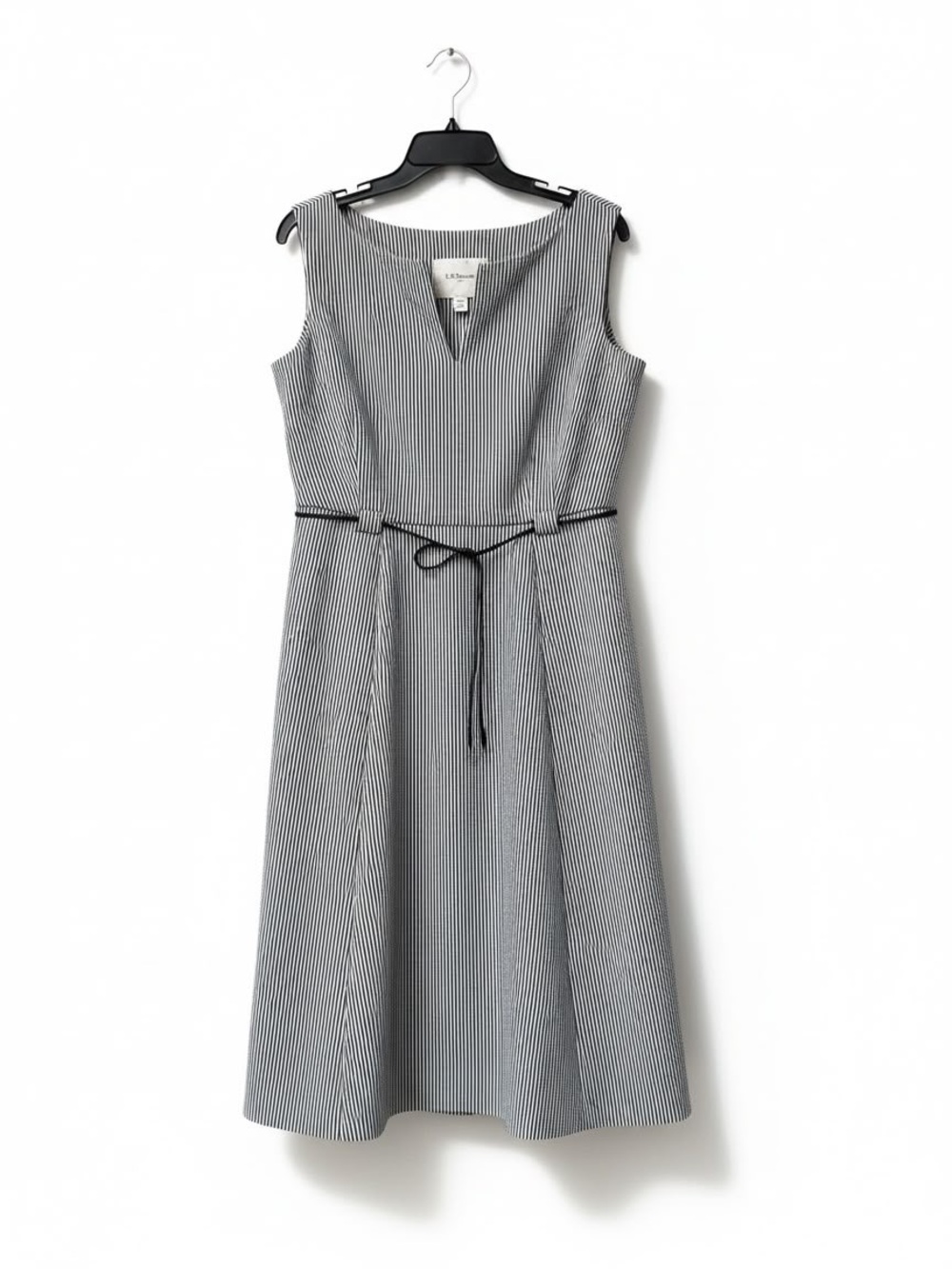 LK Bennett Navy and White Striped Sleeveless Sheath Dress